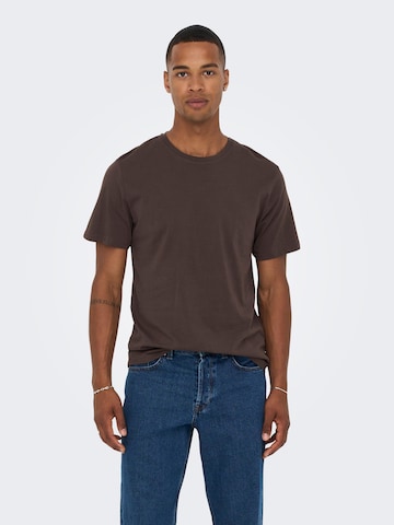 Only & Sons Regular Fit T-Shirt 'Matt' in Braun: predná strana