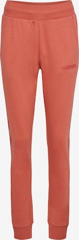 Hummel Tapered Workout Pants in Orange: front