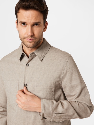 Rotholz Regular fit Button Up Shirt 'Herringbone' in Beige