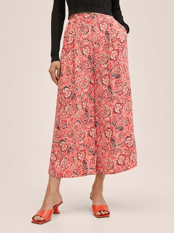 MANGO Wide leg Pleat-Front Pants 'LIFE' in Red: front