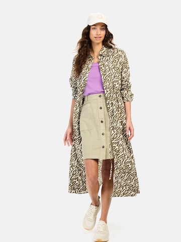 CAMEL ACTIVE Langes Hemdblusenkleid mit Allover-Print in Grün