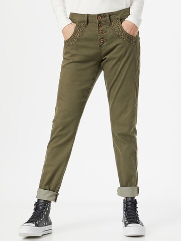 Coupe slim Pantalon 'MELINA' PULZ Jeans en vert : devant