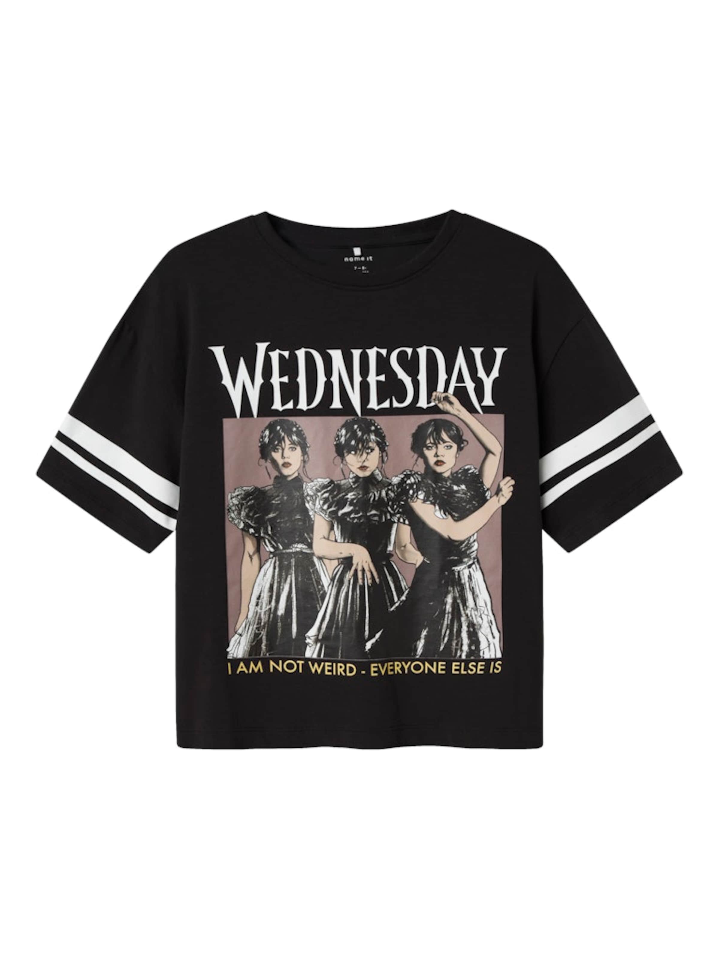 NAME IT Μπλουζάκι 'NKFJixina Wednesday' σε μαύρο: μπροστά