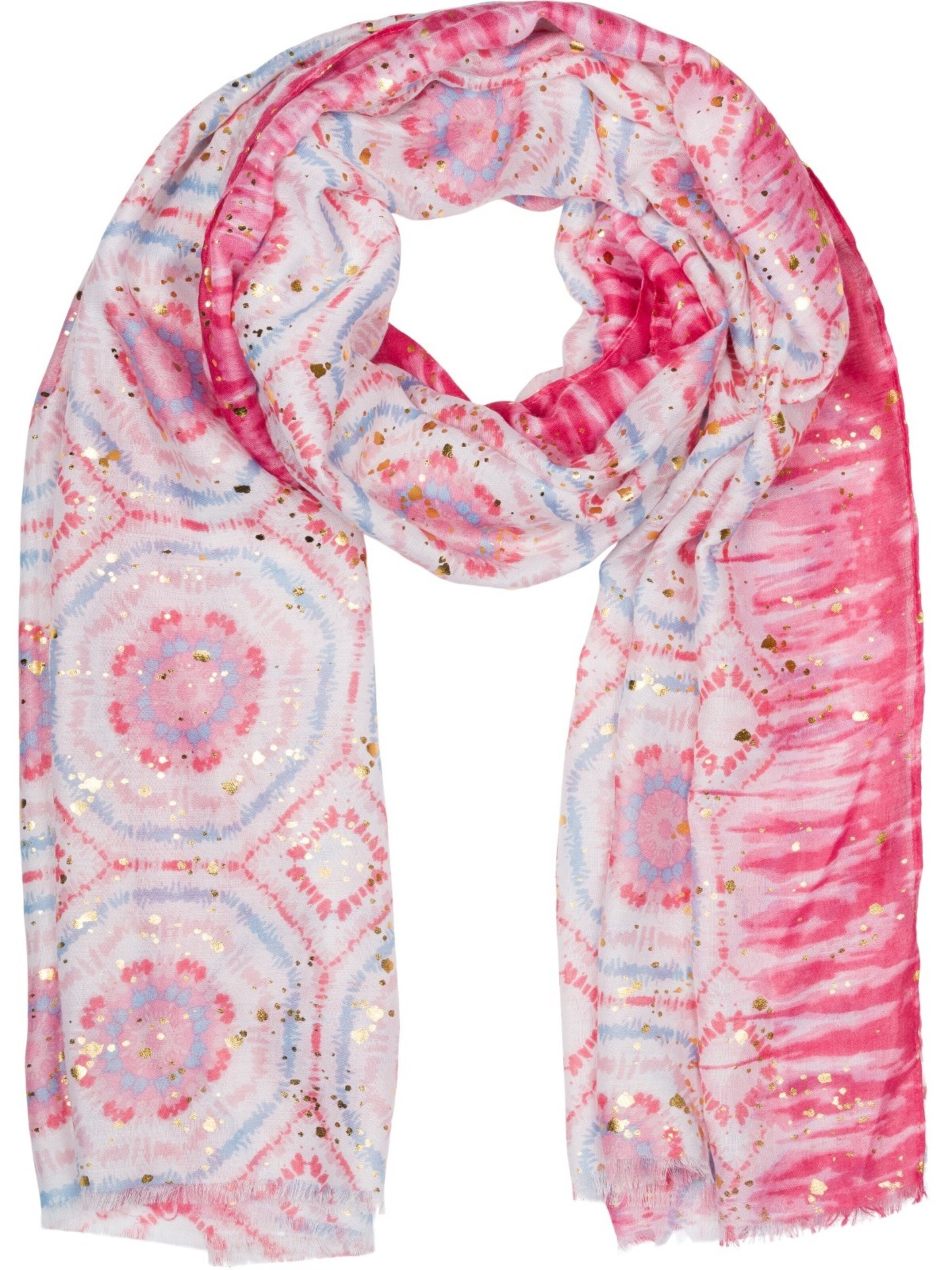 styleBREAKER Schal 'Schal mit Batik Muster Metallic'‌‌ in Pink: Vorderseite