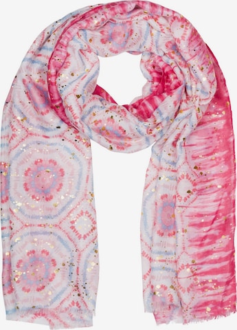 styleBREAKER Schal 'Schal mit Batik Muster Metallic' in Pink: Vorderseite