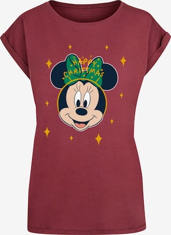 ABSOLUTE CULT Shirt 'Minnie Mouse - Happy Christmas' in Rood: voorkant