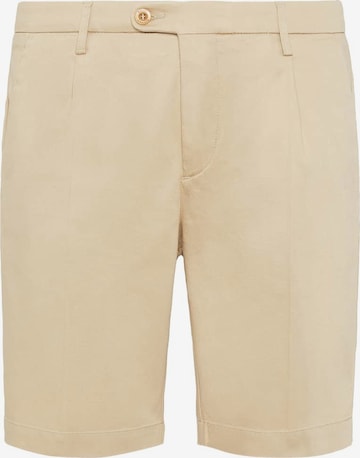 Boggi Milano Regular Pleat-Front Pants in Beige: front