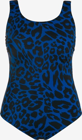Ulla Popken Badpak in de kleur Royal blue/koningsblauw / Zwart, Productweergave