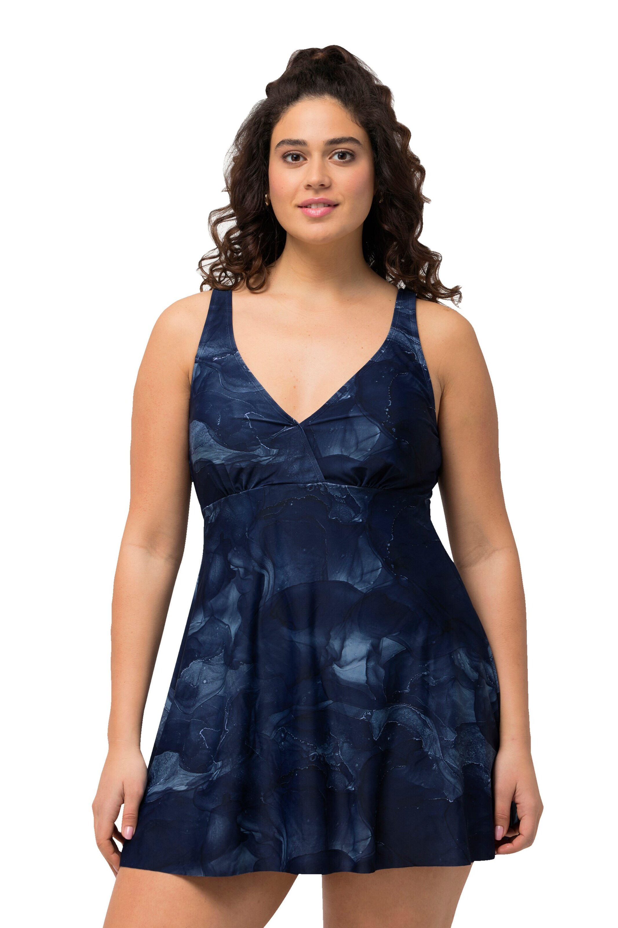 Ulla Popken T-shirt Badekjole i blå: forside