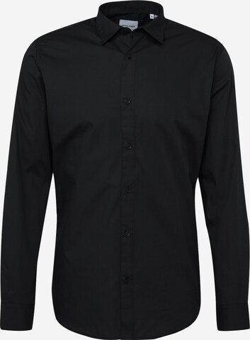 JACK & JONES Button Up Shirt 'JOE' in Black: front