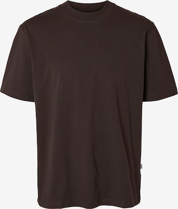 T-Shirt 'Colman' SELECTED HOMME en marron : devant