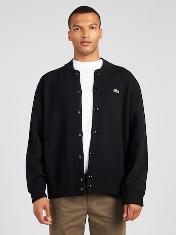 LACOSTE Knit Cardigan in Black: front