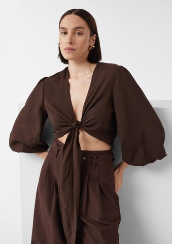 COMMA Blouse in Bruin: voorkant