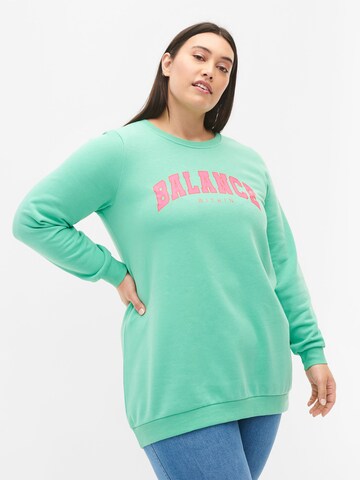 Zizzi Sweatshirt 'Kathleen' in Groen: voorkant