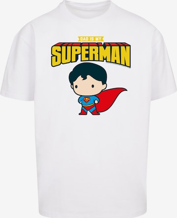 F4NT4STIC T-Shirt 'Superman Superheld My Dad Is My Hero' in Weiß: Vorderseite