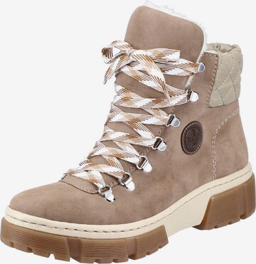 Rieker Lace-Up Ankle Boots in Beige: front