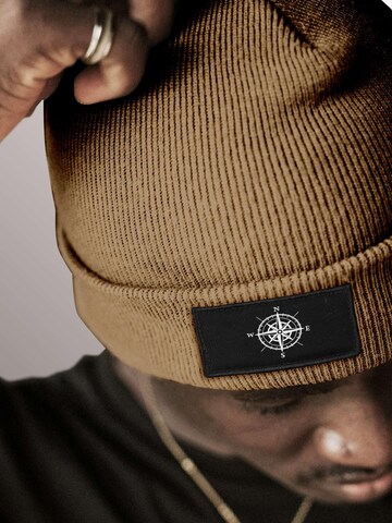Neverless Beanie 'Kompass' in Brown