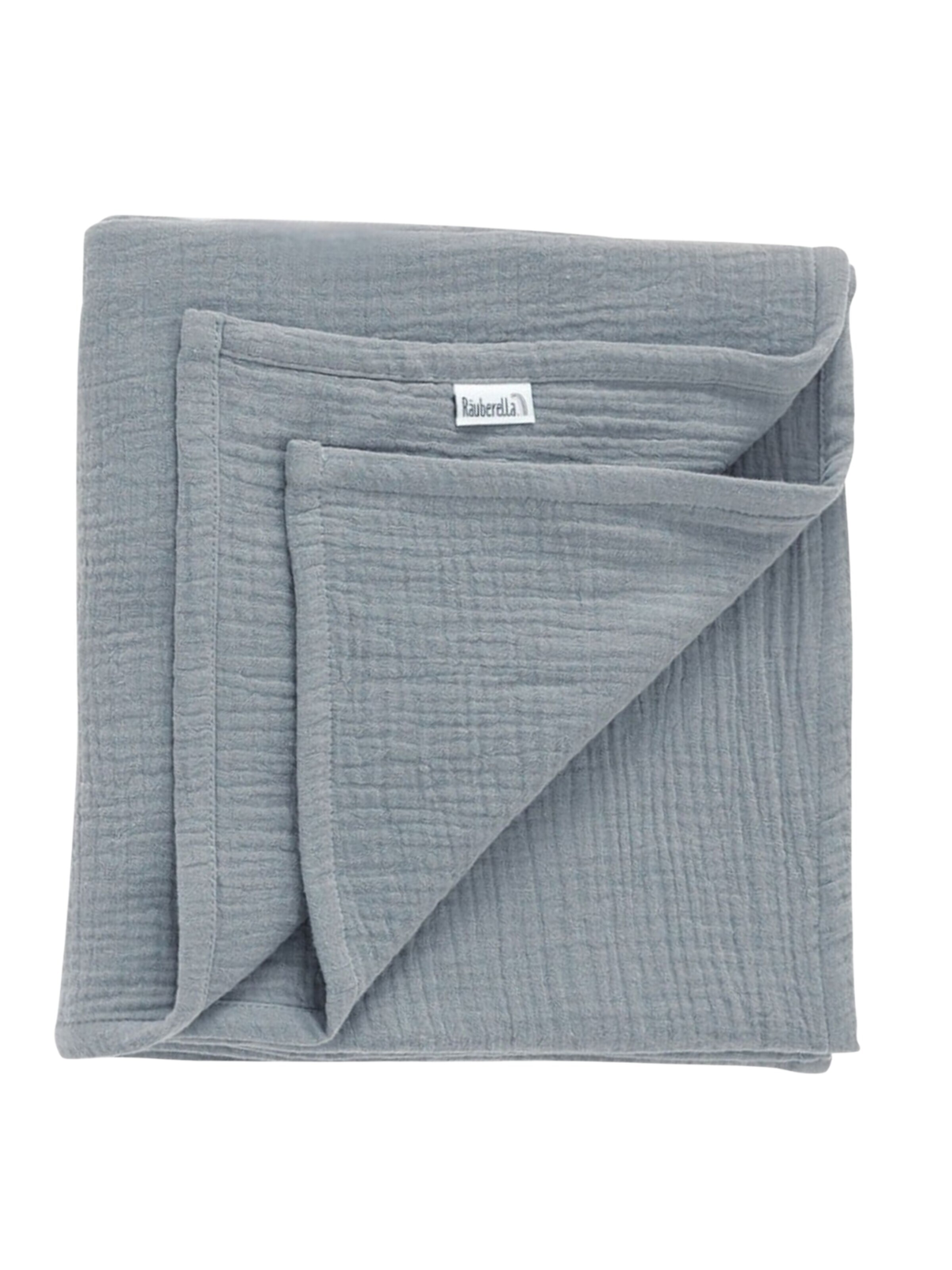 Räuberella Babydecke 'Musselin Babydecke (120x120cm) Grau-Blau'‌‌‌‌‌‌ in Blau: Vorderseite