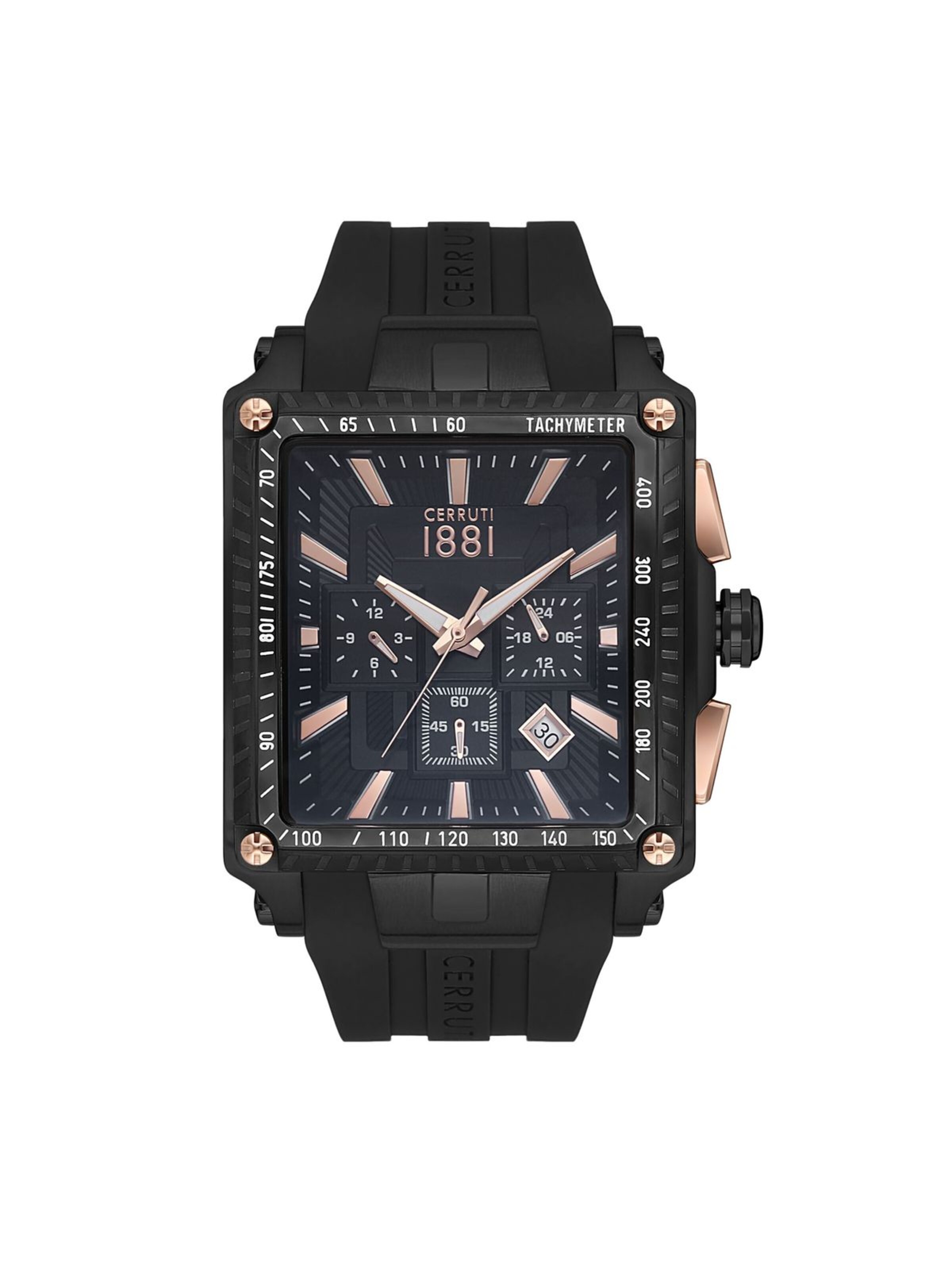 Montre à affichage analogique CERRUTI 1881 en noir : devant