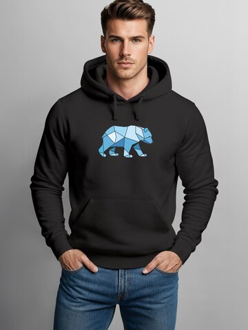 Neverless Sweatshirt 'Bär Polygon Blau'‌ in Schwarz: Vorderseite