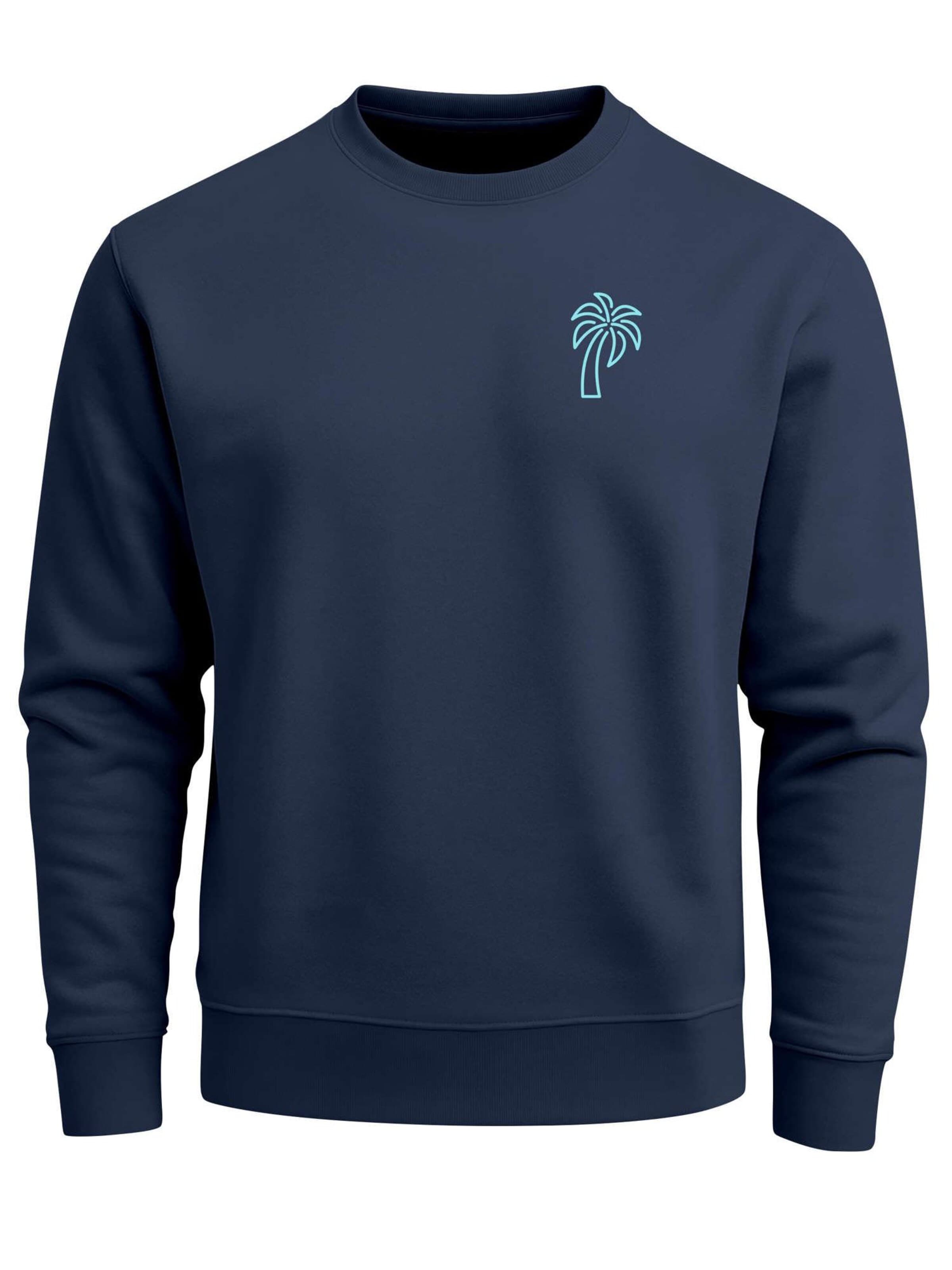 Neverless Sweatshirt 'Palm Lineart Logo'‌‌‌ in Blau: Vorderseite