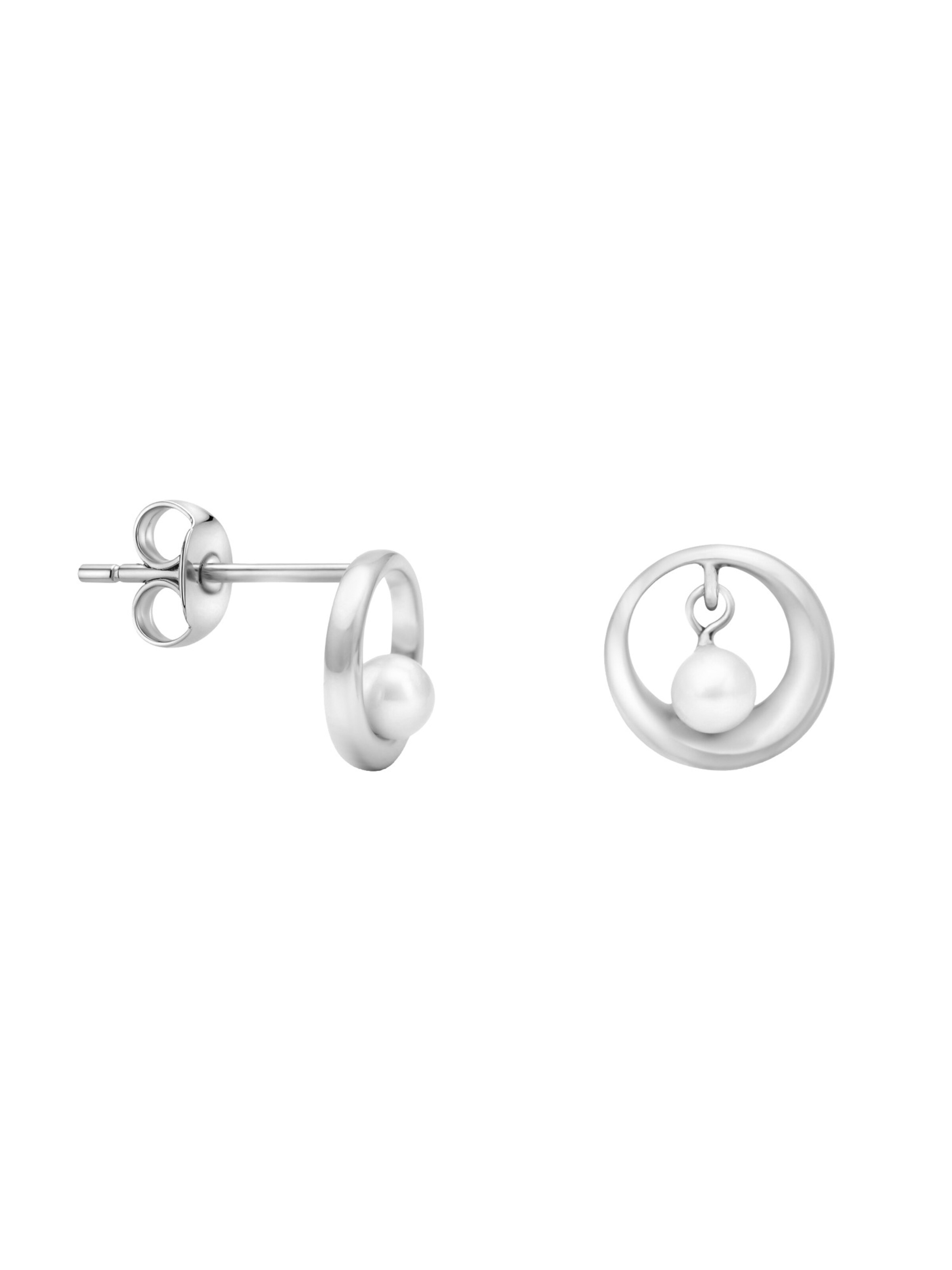 Sofia Milani Ohrringe 'Pearl Circle'‌‌ in Silber: Vorderseite