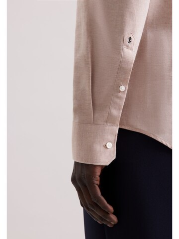 SEIDENSTICKER Slim fit Business shirt 'SMART FLANNELS' in Beige