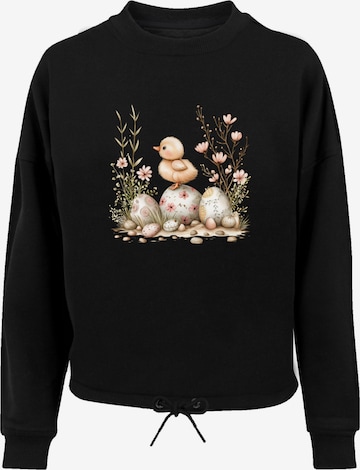 Sweat-shirt 'Ostern Küken Ei Blumen' F4NT4STIC en noir : devant
