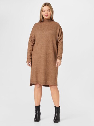 ONLY Curve Knitted dress in Brown: front