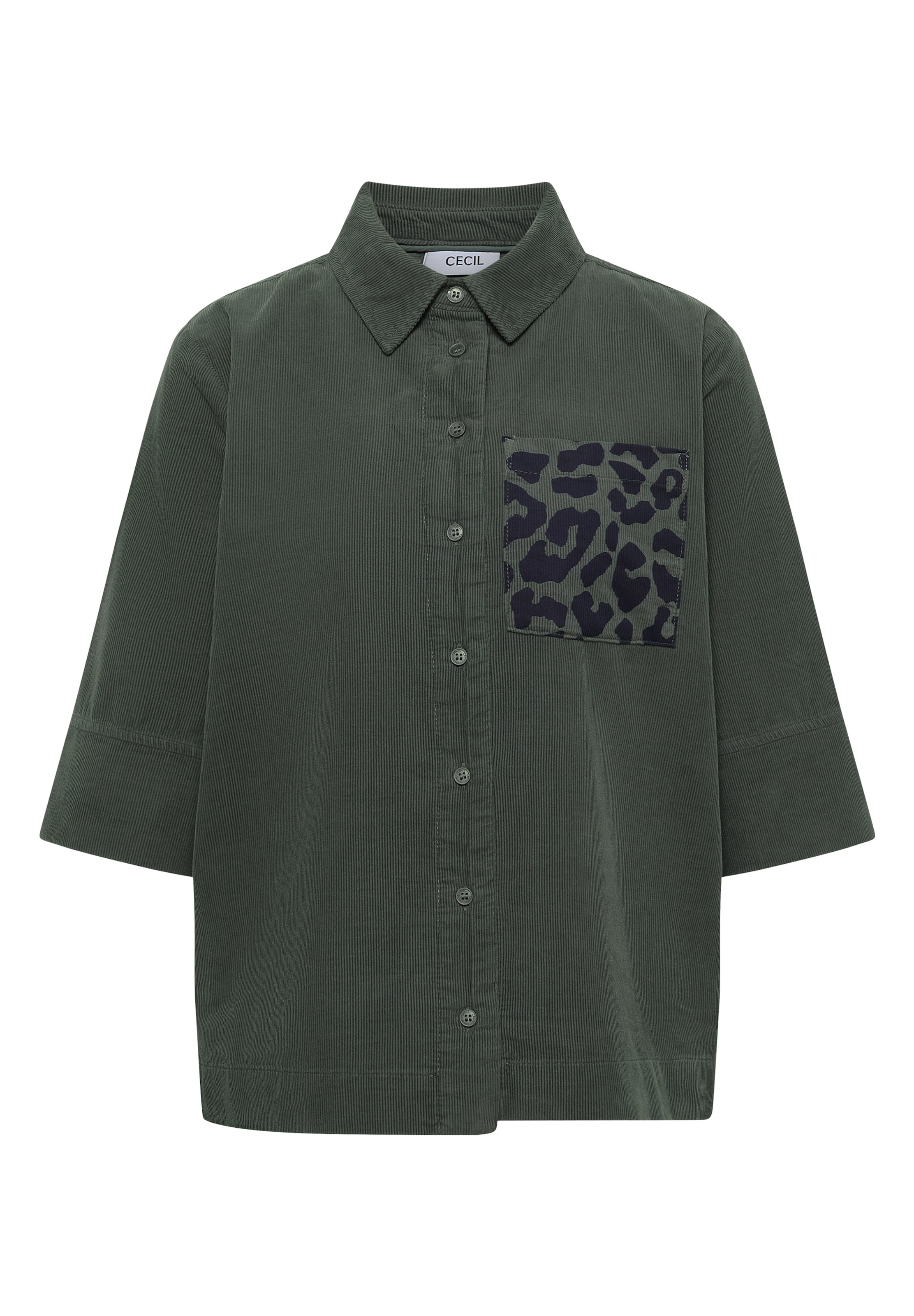 CECIL Bluse in L in dunkelgrün / schwarz, Produktansicht
