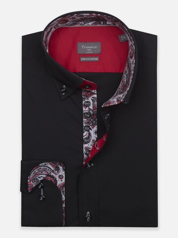 Slim fit Camicia 'Donatello Iconic Poplin Stretch Man Shirt Red' di 7Camicie in nero