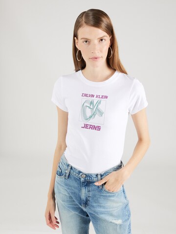 Calvin Klein Jeans T-shirt 'Hyper Real' i vit: framsida