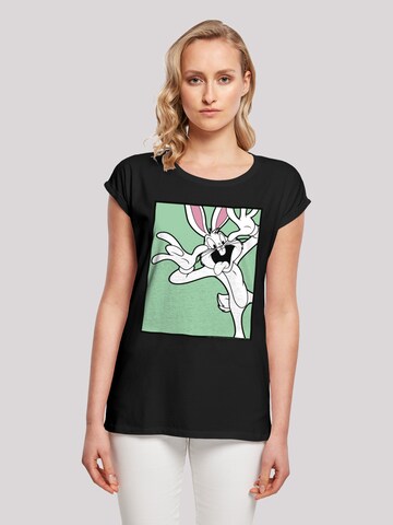 F4NT4STIC Shirt 'Looney Tunes Bugs Bunny Funny Face' in Black: front