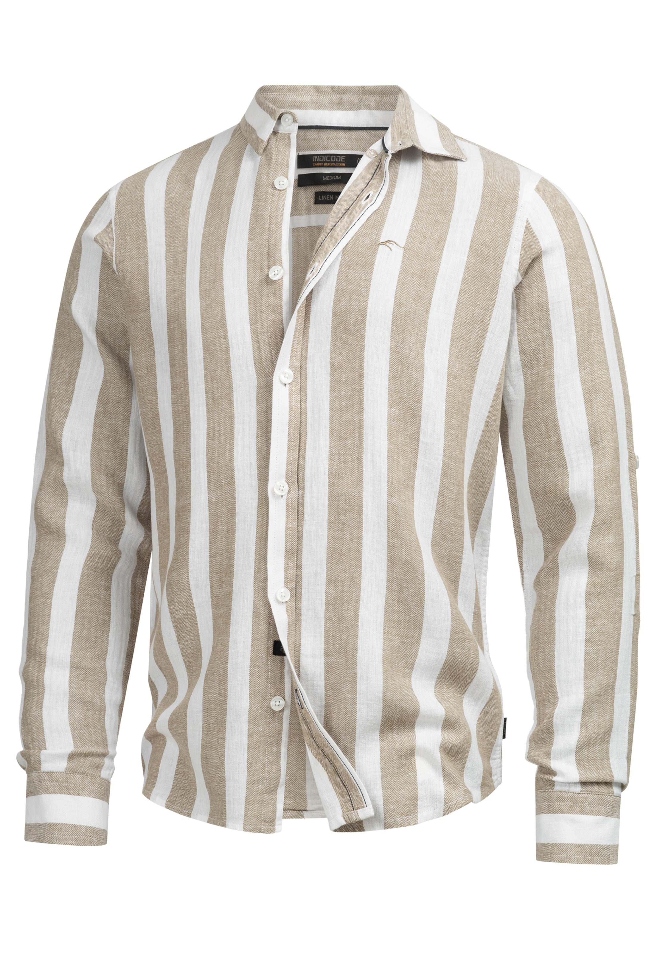 INDICODE JEANS Hemd 'Brayden' in Beige: Vorderseite