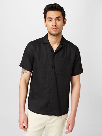 HUGO Red - Ajuste confortable Camisa 'Ellino' en negro: frente