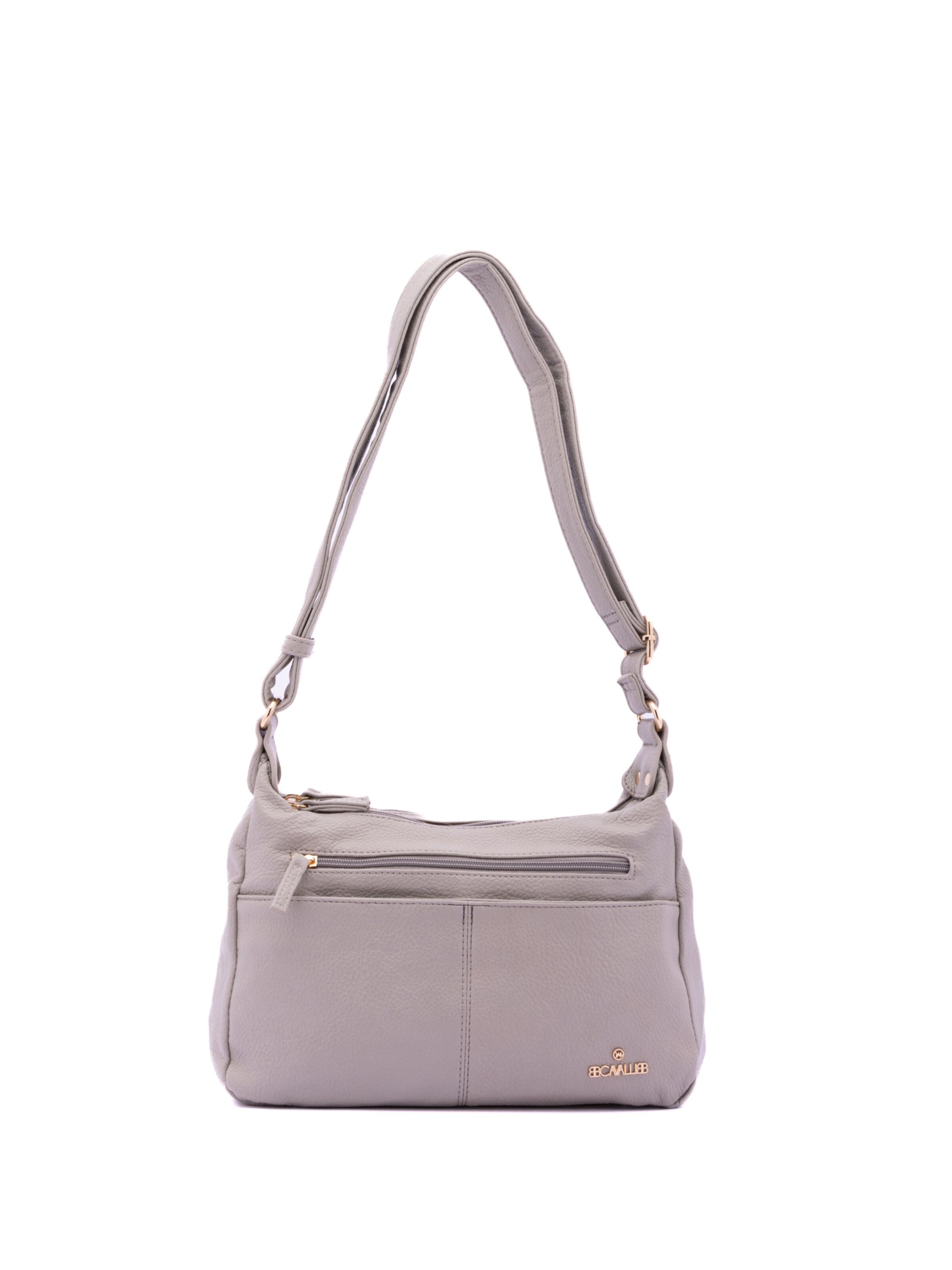 Borsa a spalla 'Borsa a Tracolla Donna Ecopelle con Zip e Tasche Multiple - B Cavalli' di B. Cavalli in grigio: frontale