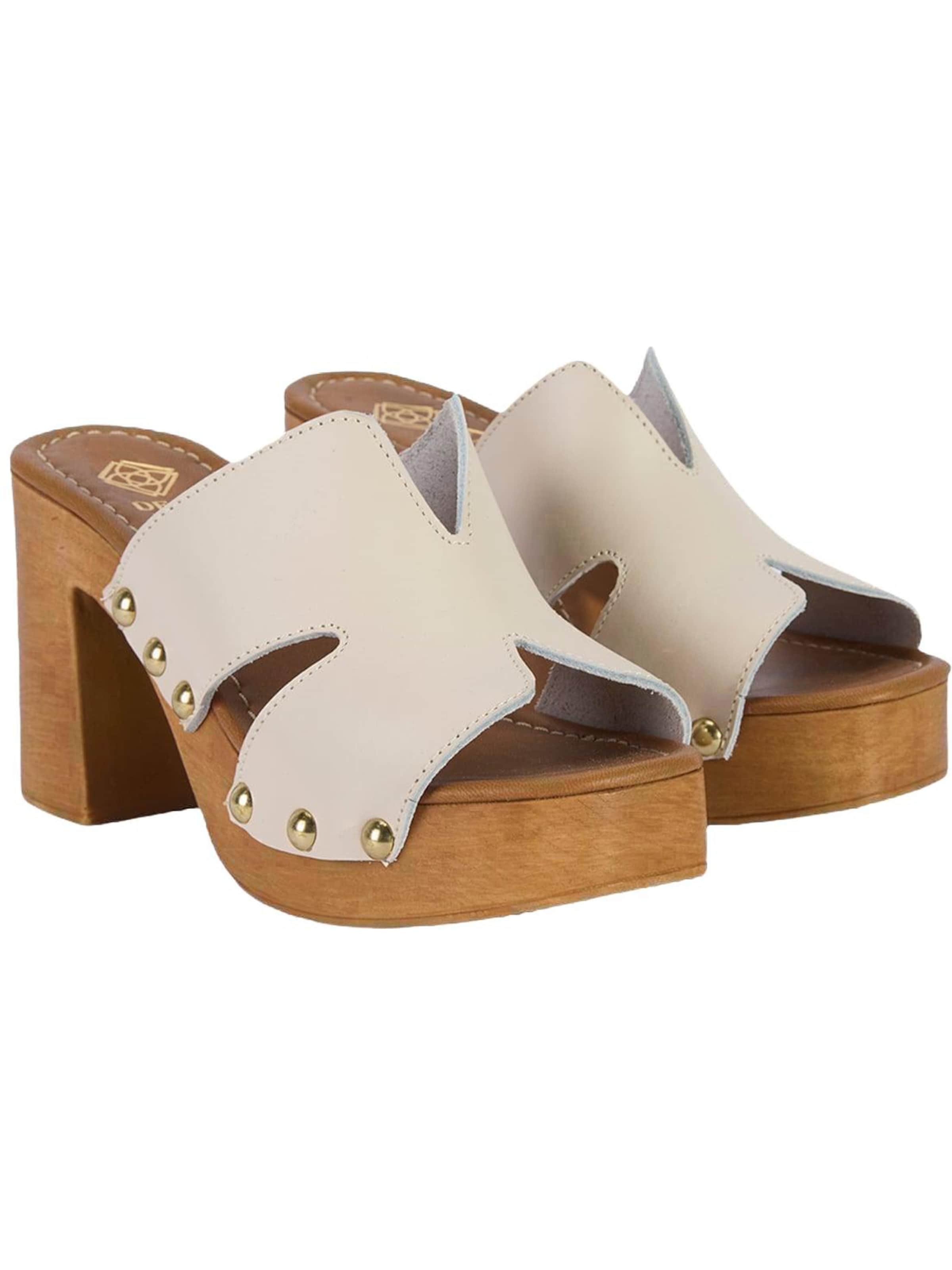 Desa - Zapatillas de casa 'DESA Damen-Plateausandalen aus Leder mit Nietendetail' en blanco