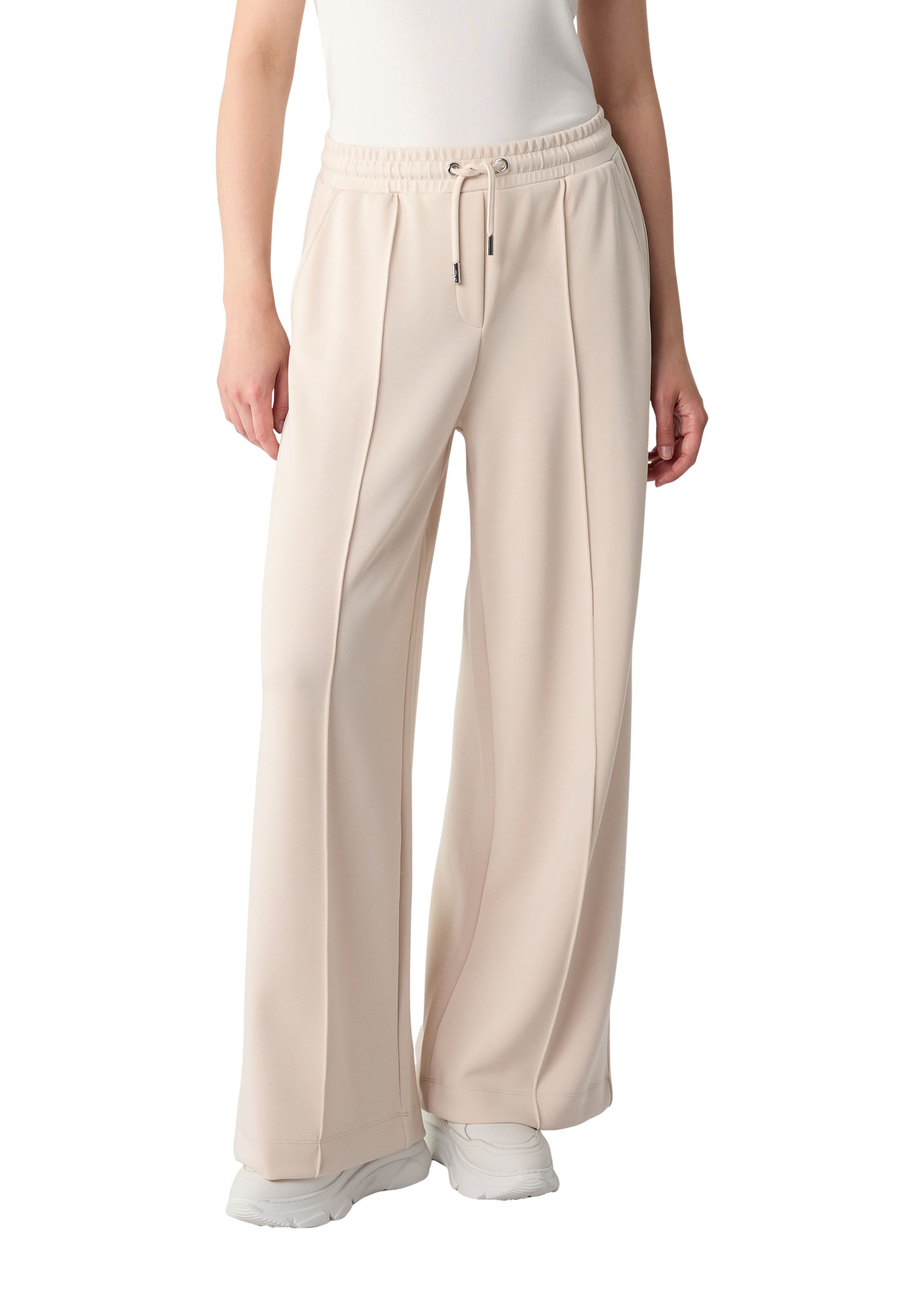 Wide Leg Pantalon à plis comma casual identity en beige : devant
