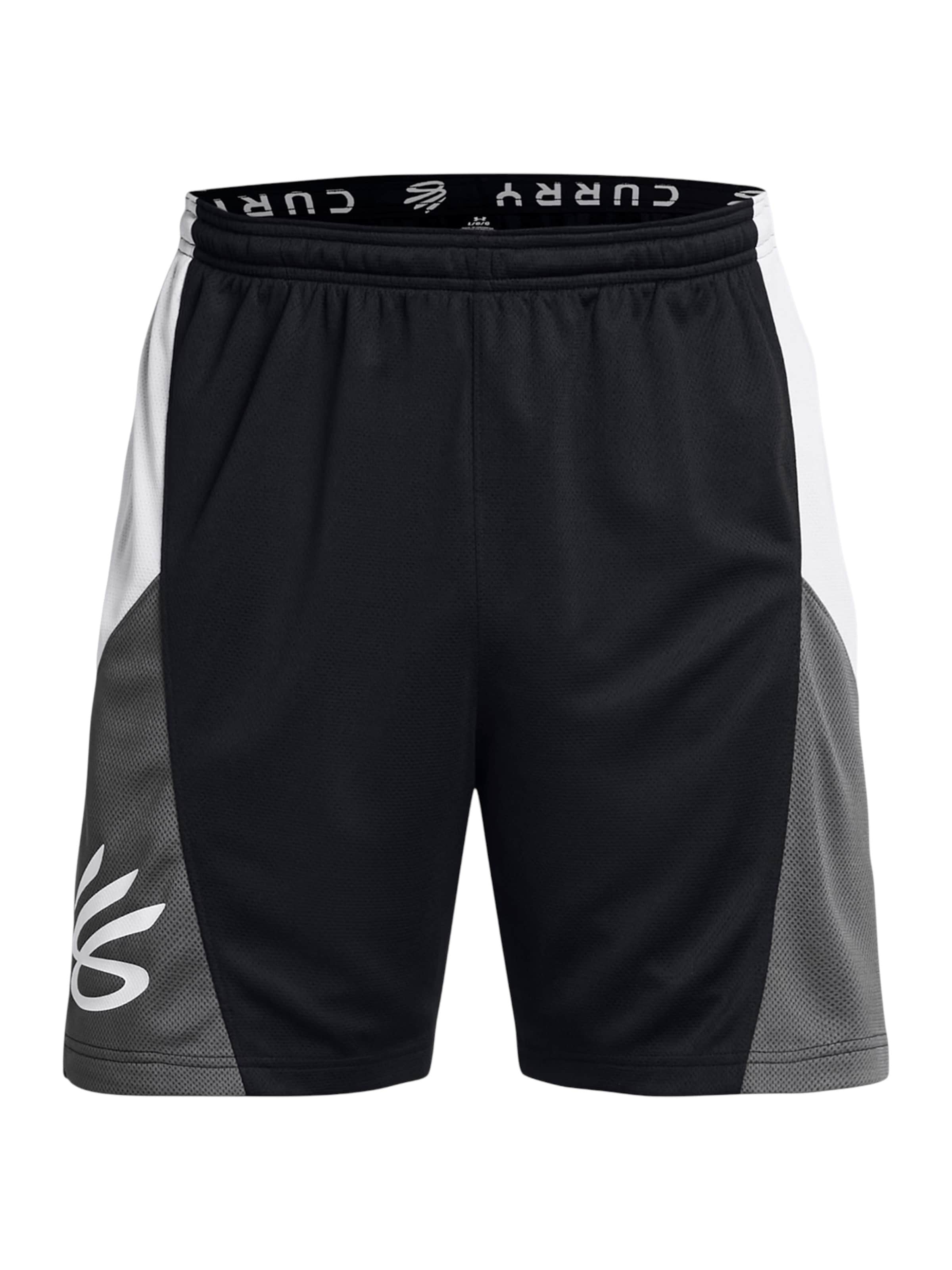 UNDER ARMOUR Sportshorts in dunkelgrau / schwarz / weiß, Produktansicht