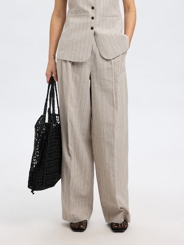 SELECTED FEMME Wide leg Bandplooibroek in Beige: voorkant