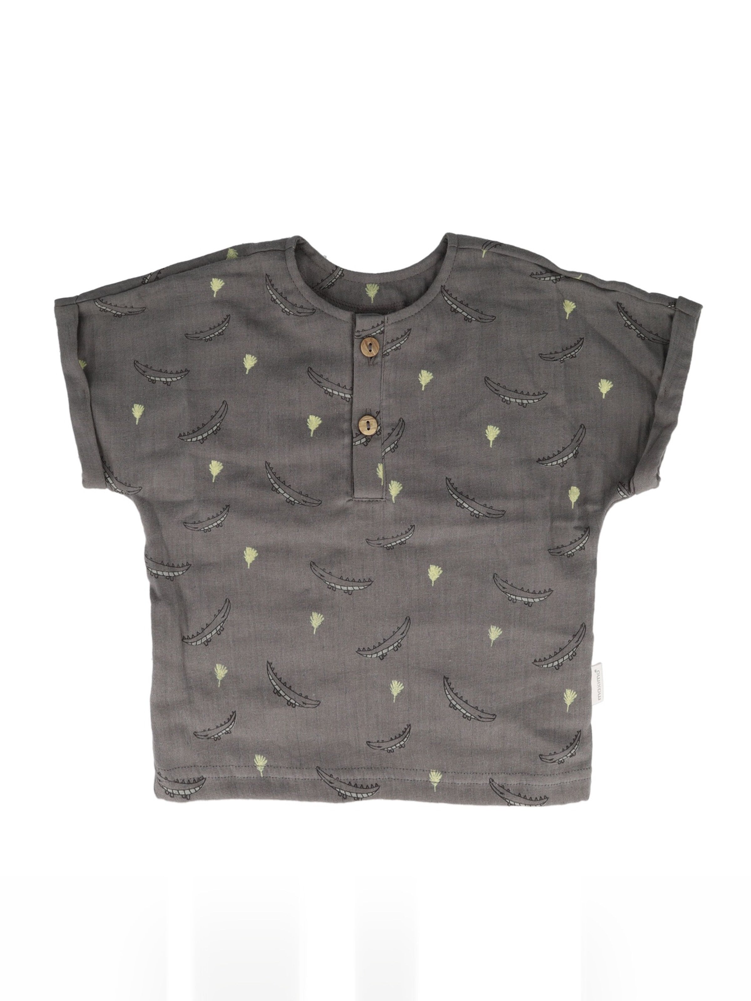 MAXIMO Shirt 'GOTS BABY BOY-Hemd, Kurzer Arm Musselinstoff'‌‌ in Grau: Vorderseite