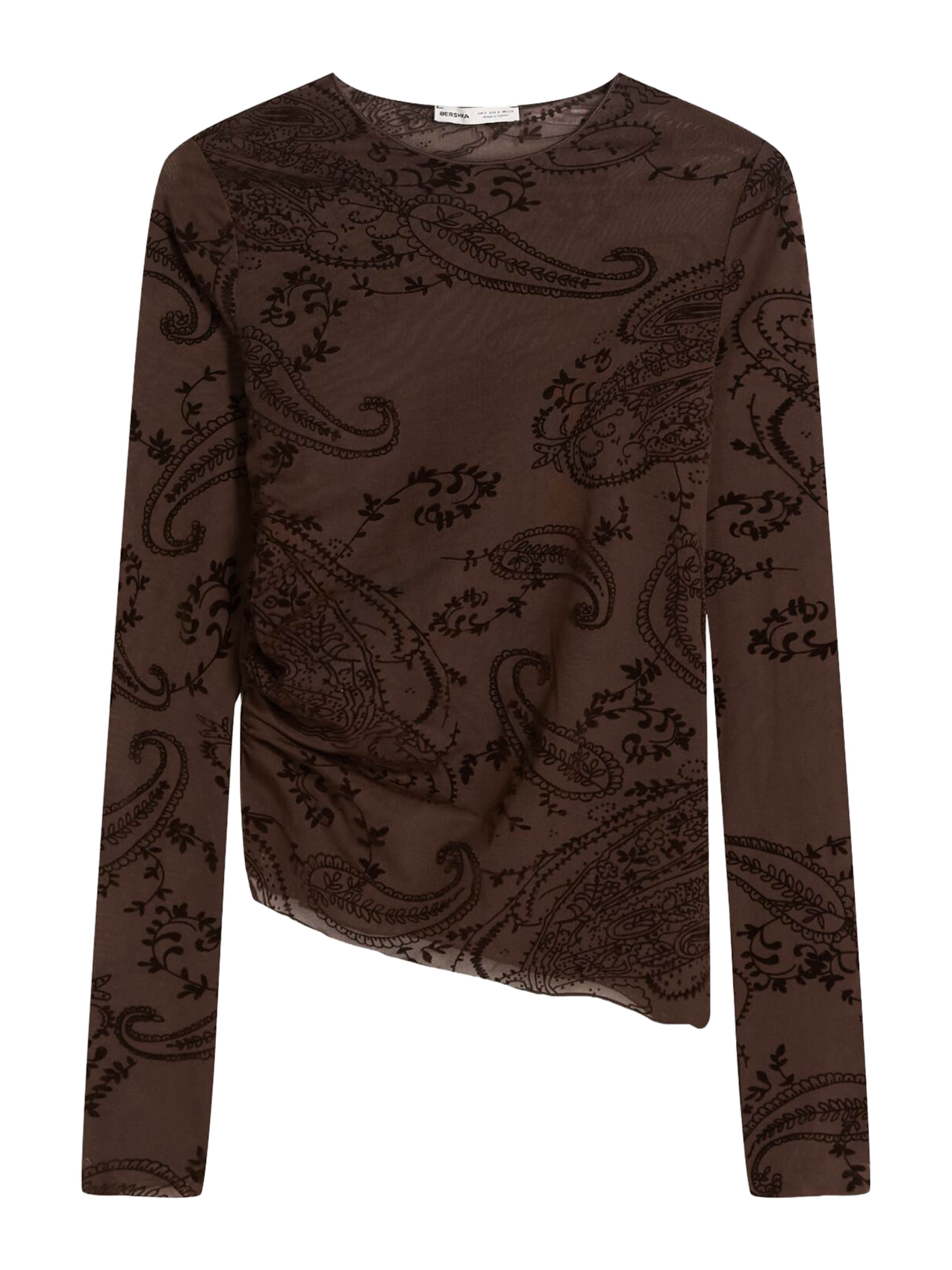 Bershka Tričko – hnědá: přední strana