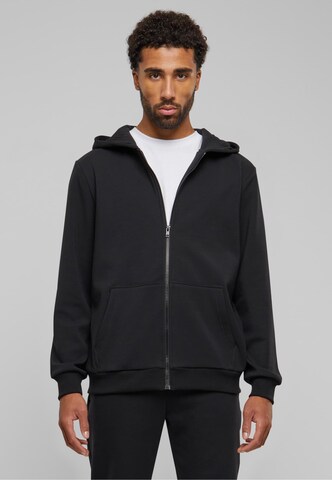 Urban Classics Zip-Up Hoodie in Black: front