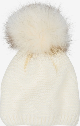 styleBREAKER Mütze 'Einfarbige Strick Bommelmütze mit Thermo-Fleece' in Beige: Vorderseite