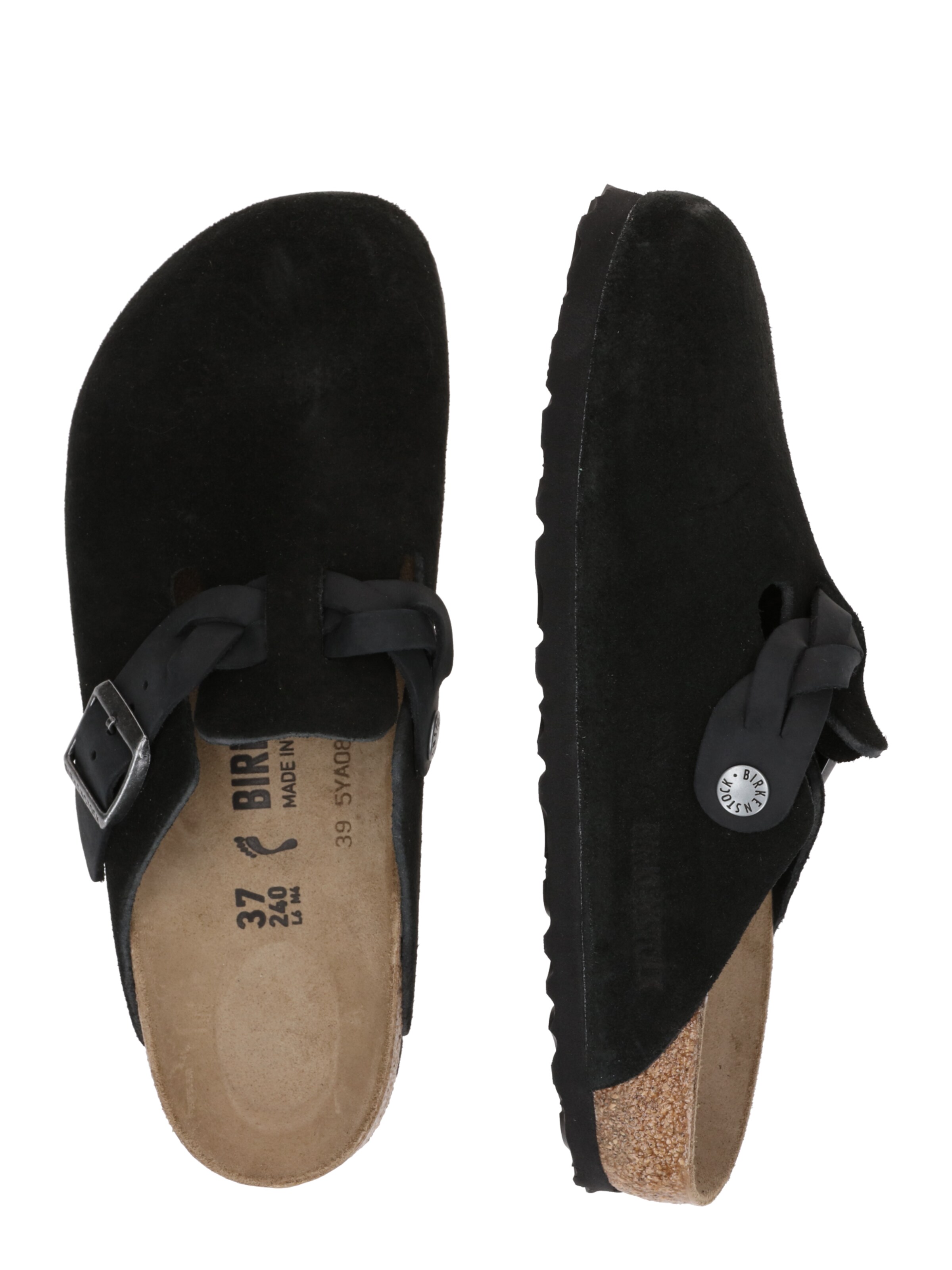 melns BIRKENSTOCK Ādas čības 'Boston'