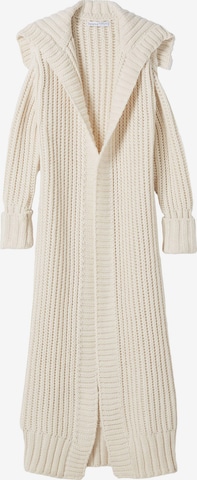 Bershka Knitted Coat in White: front