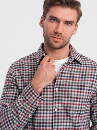 Ombre Button Up Shirt 'OM-SHCS-0150' in Navy / Grey / Red, Item view