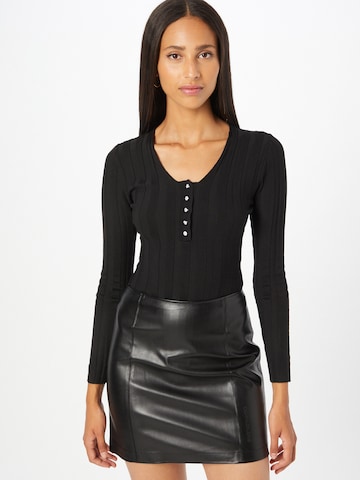 Missguided Shirt Bodysuit in Black: front