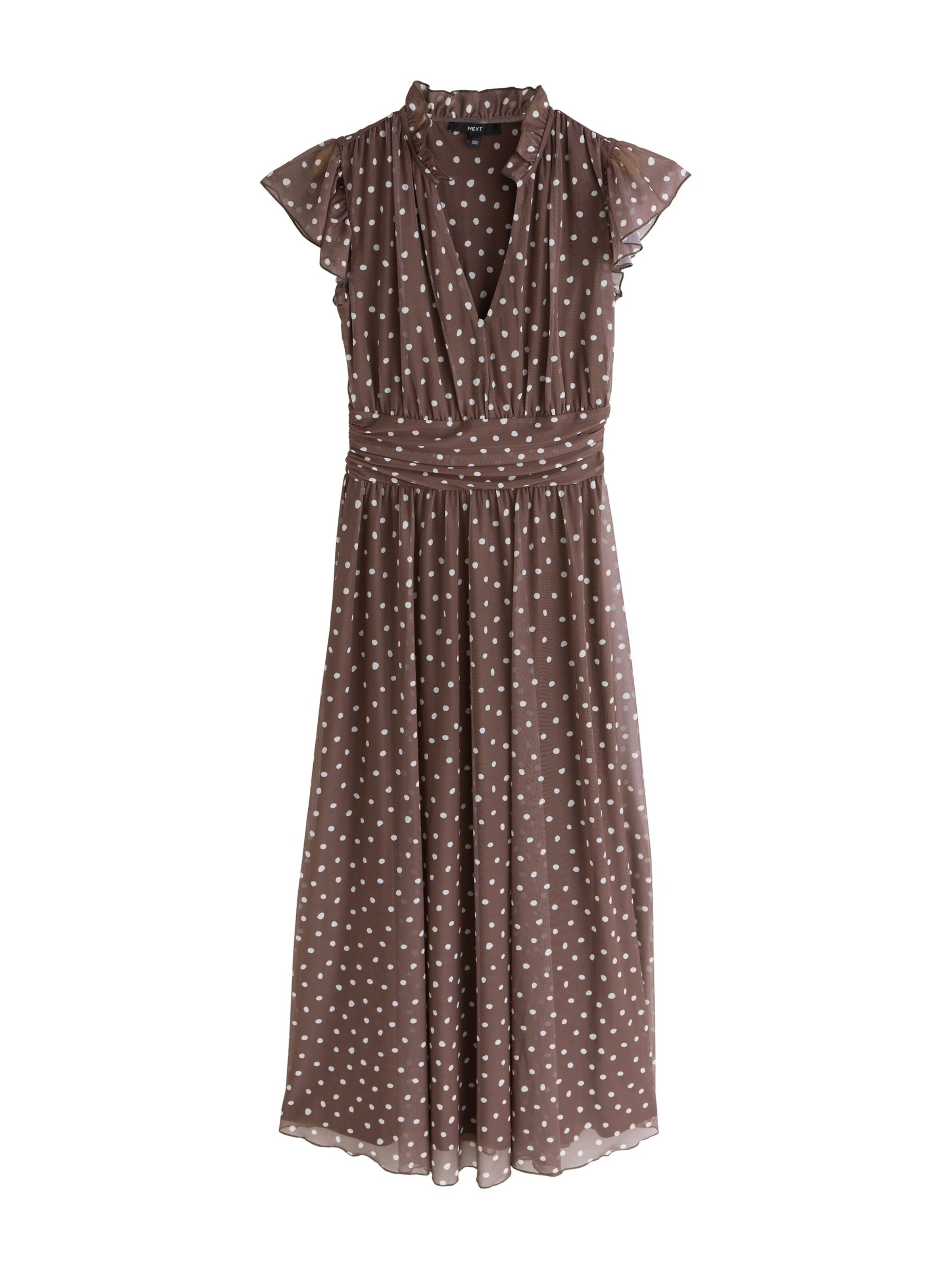 Next Robe en chocolat / blanc, Vue avec produit