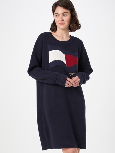 Rochie tricotat TOMMY HILFIGER pe albastru închis / auriu / roșu / alb, Vizualizare model